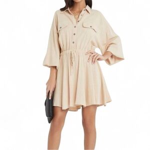 Vici Linen Blend Mini Dress XS